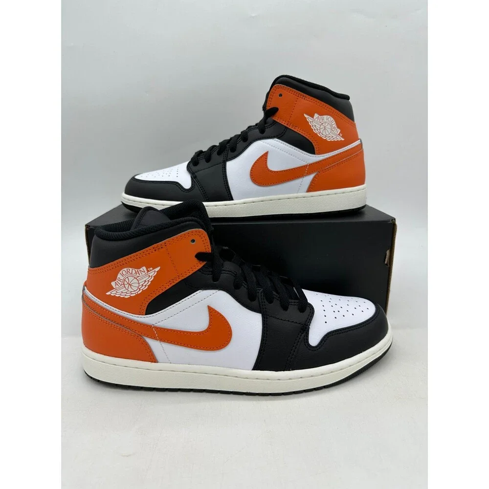 Jordan 1 Mid Men's Size 10.5 "Shattered backboard" Black Orange Shoes DQ8426 801